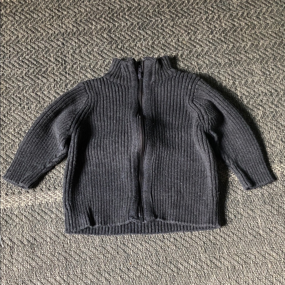Target Kids Ribbed Full-Zip chunk Sweater Jacket in Charcoal Gray